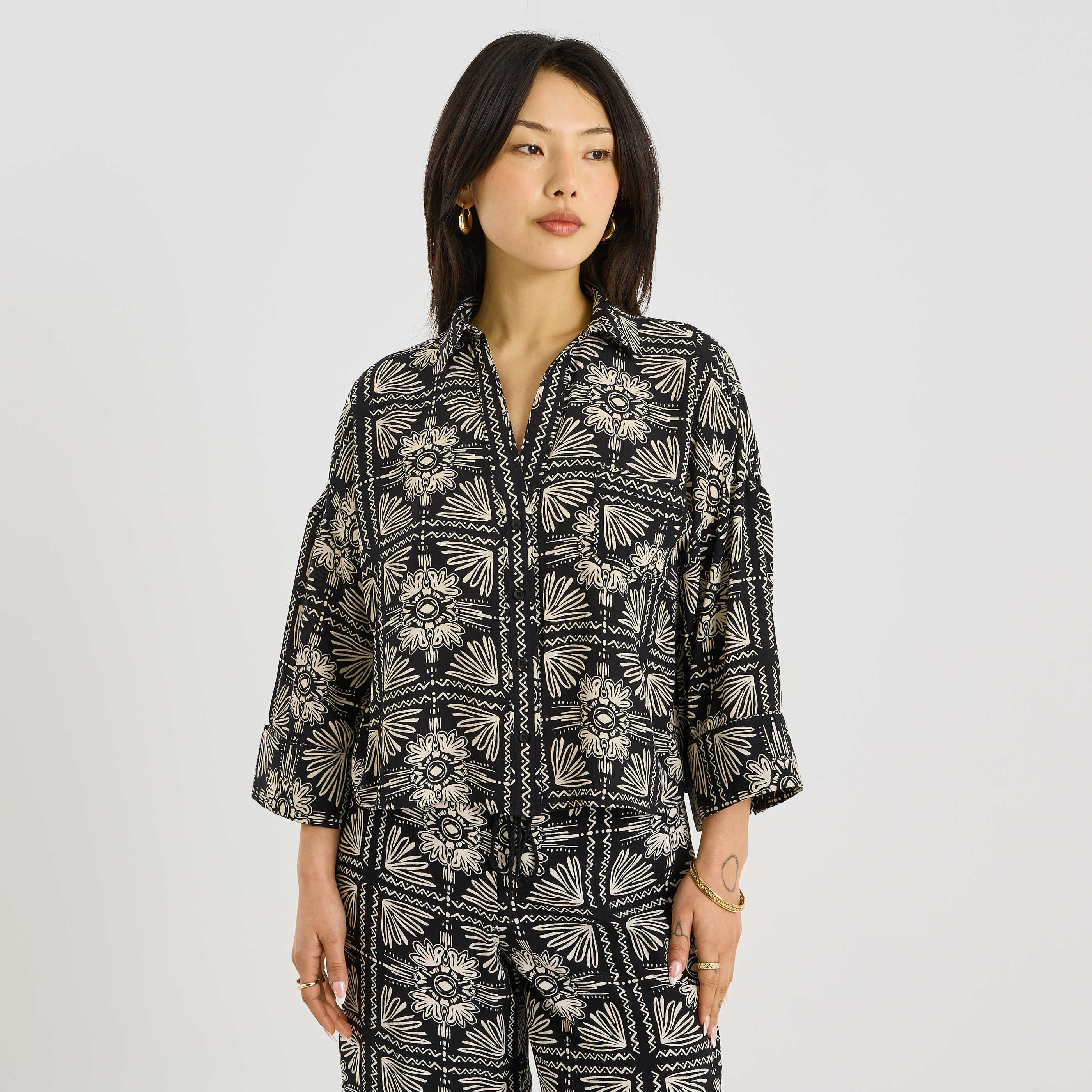 Chemise imprim&eacute; ethnique femme