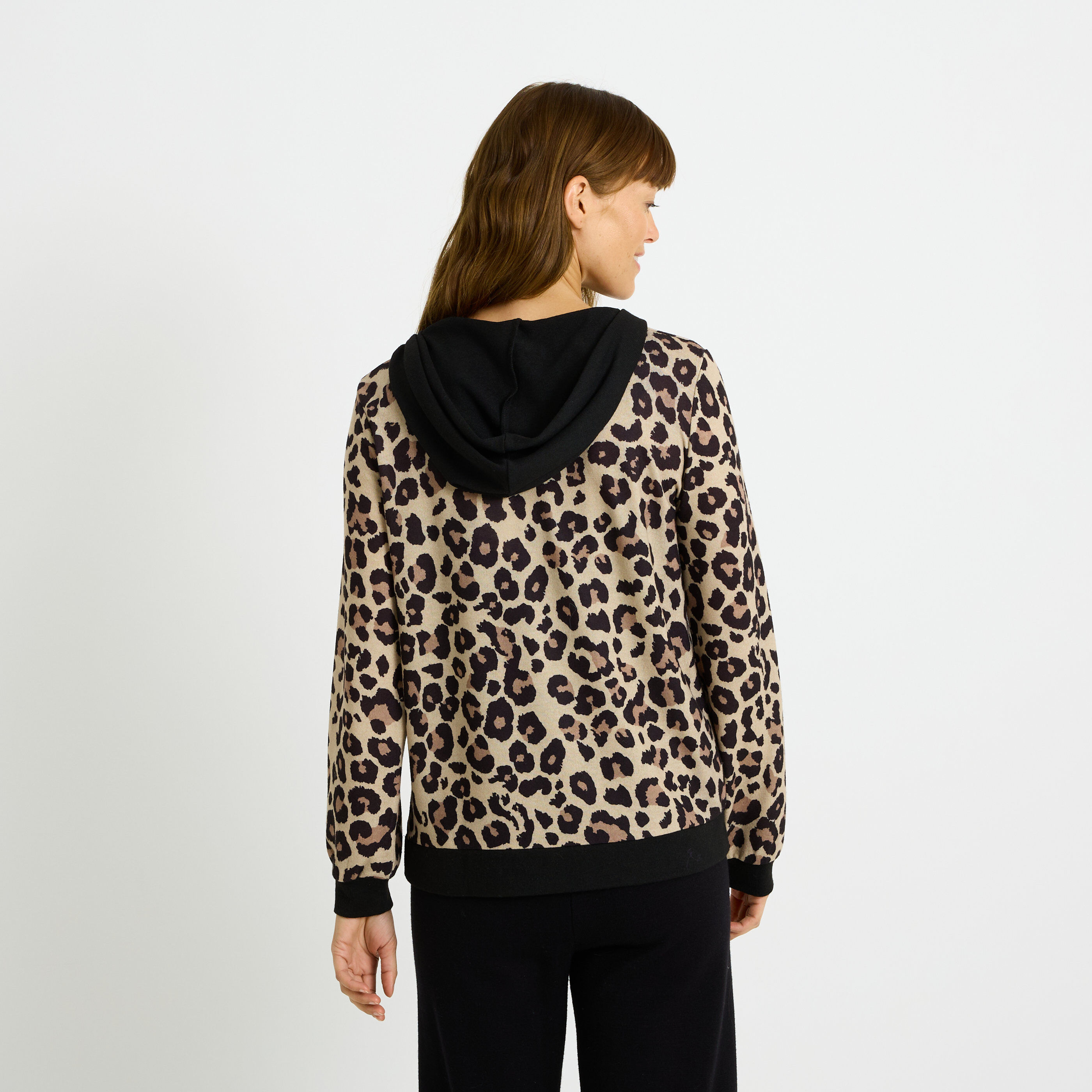 Gilet zipp&eacute; imprim&eacute; l&eacute;opard femme
