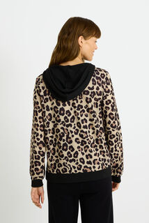 Gilet zippé imprimé léopard femme