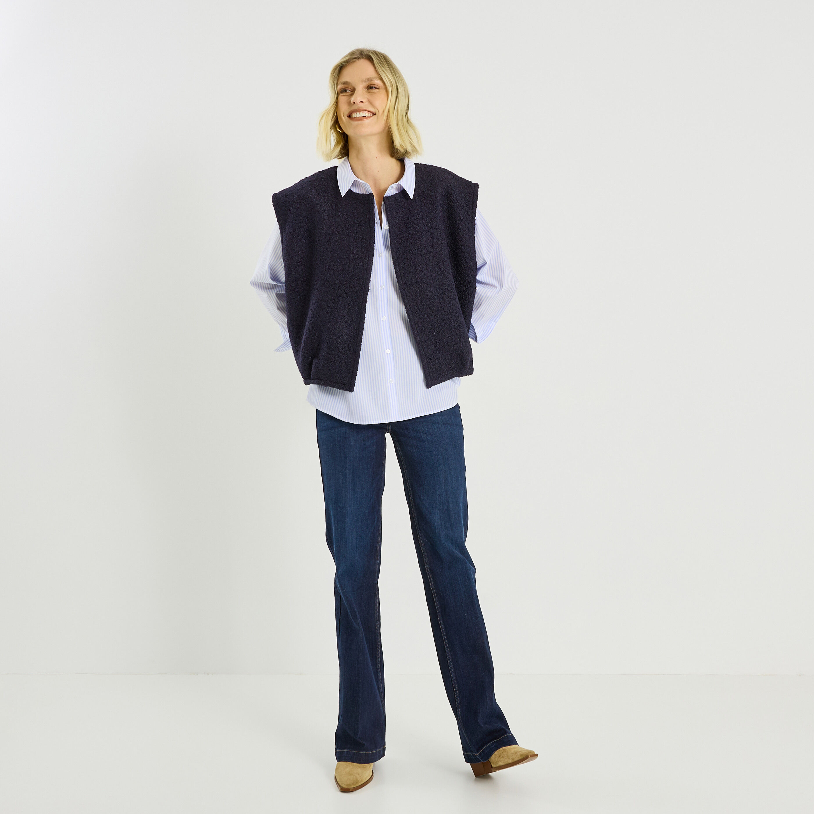 Gilet sans manches en maille femme