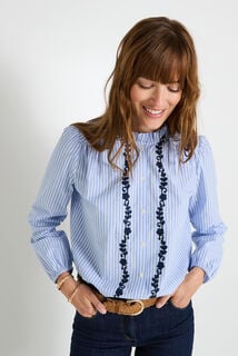 Blouse rayée à col montant femme