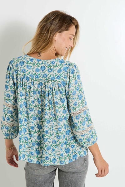 Blouse col V imprimée femme