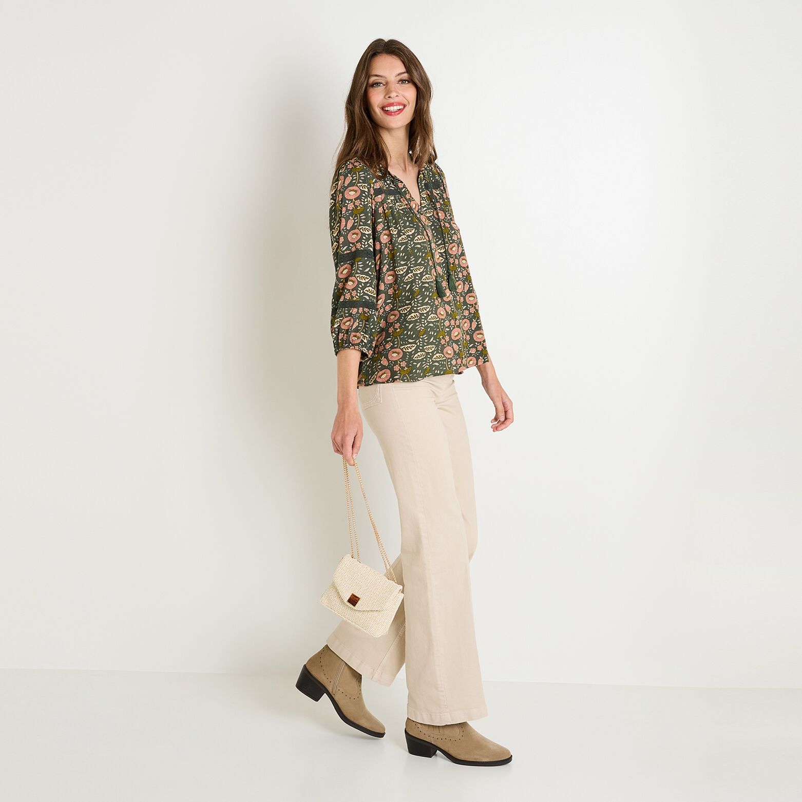 Blouse col V femme