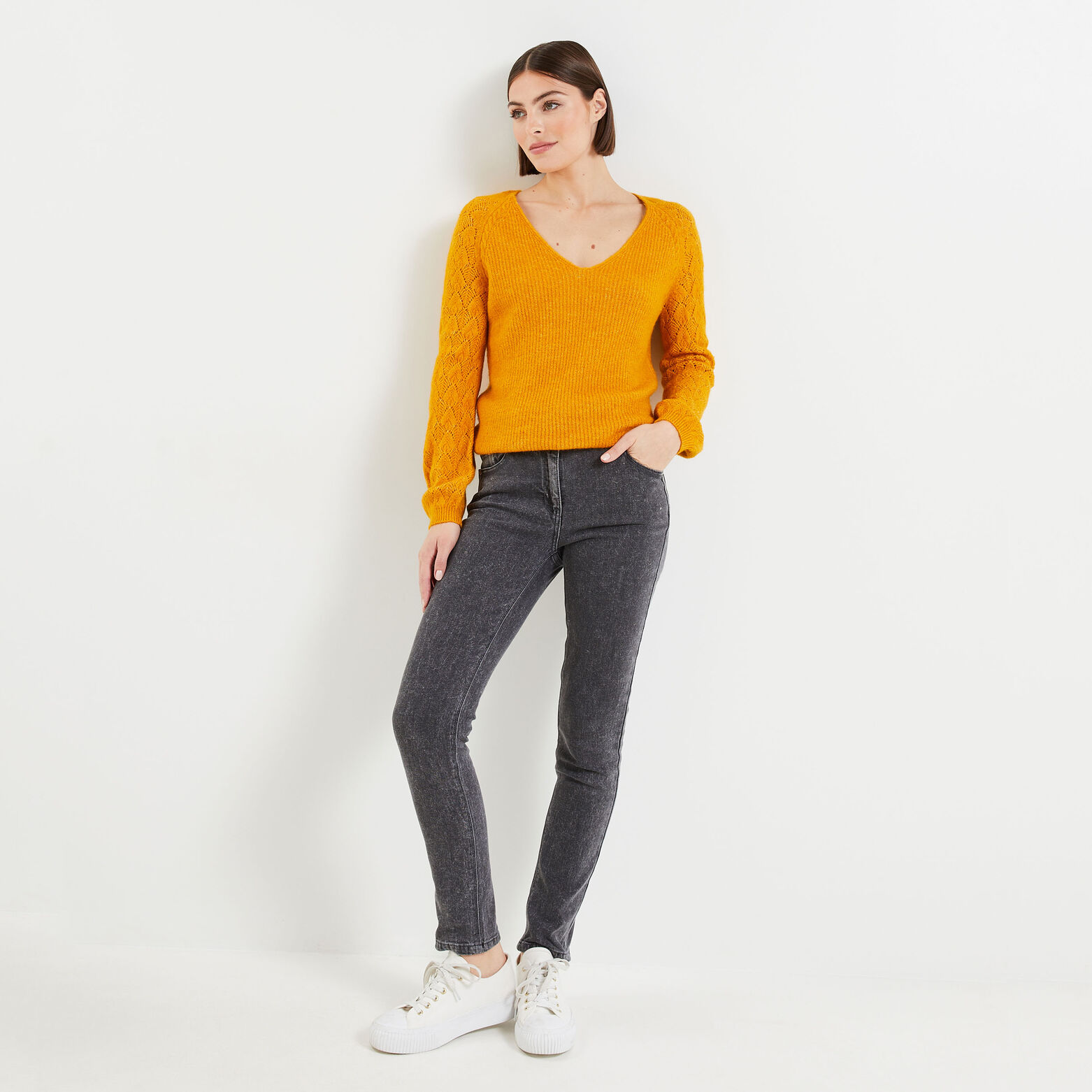 Pull maille ajourée femme