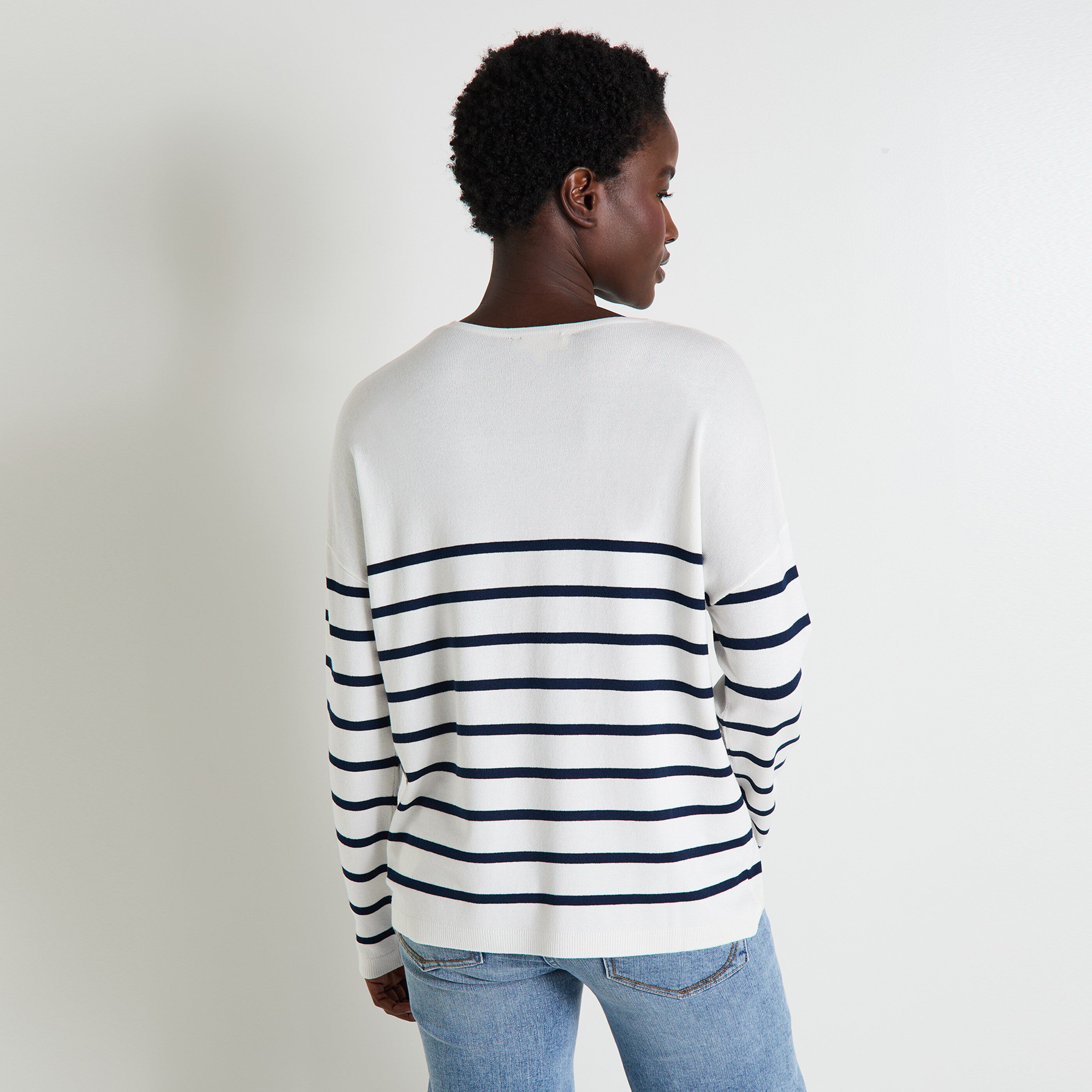 Pull col V femme