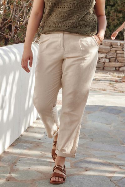 Chino lin mélangé femme