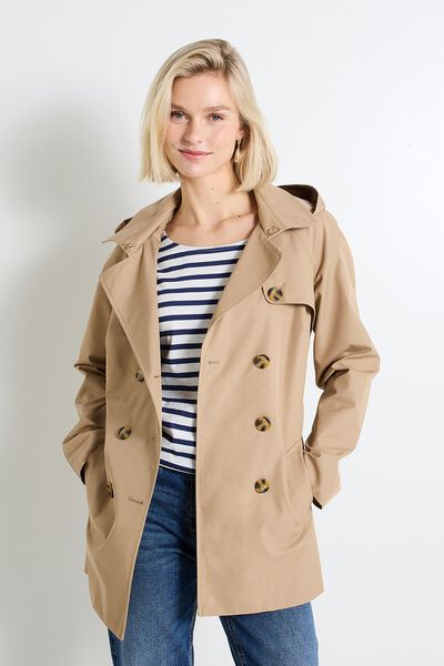 Trench à capuche amovible femme