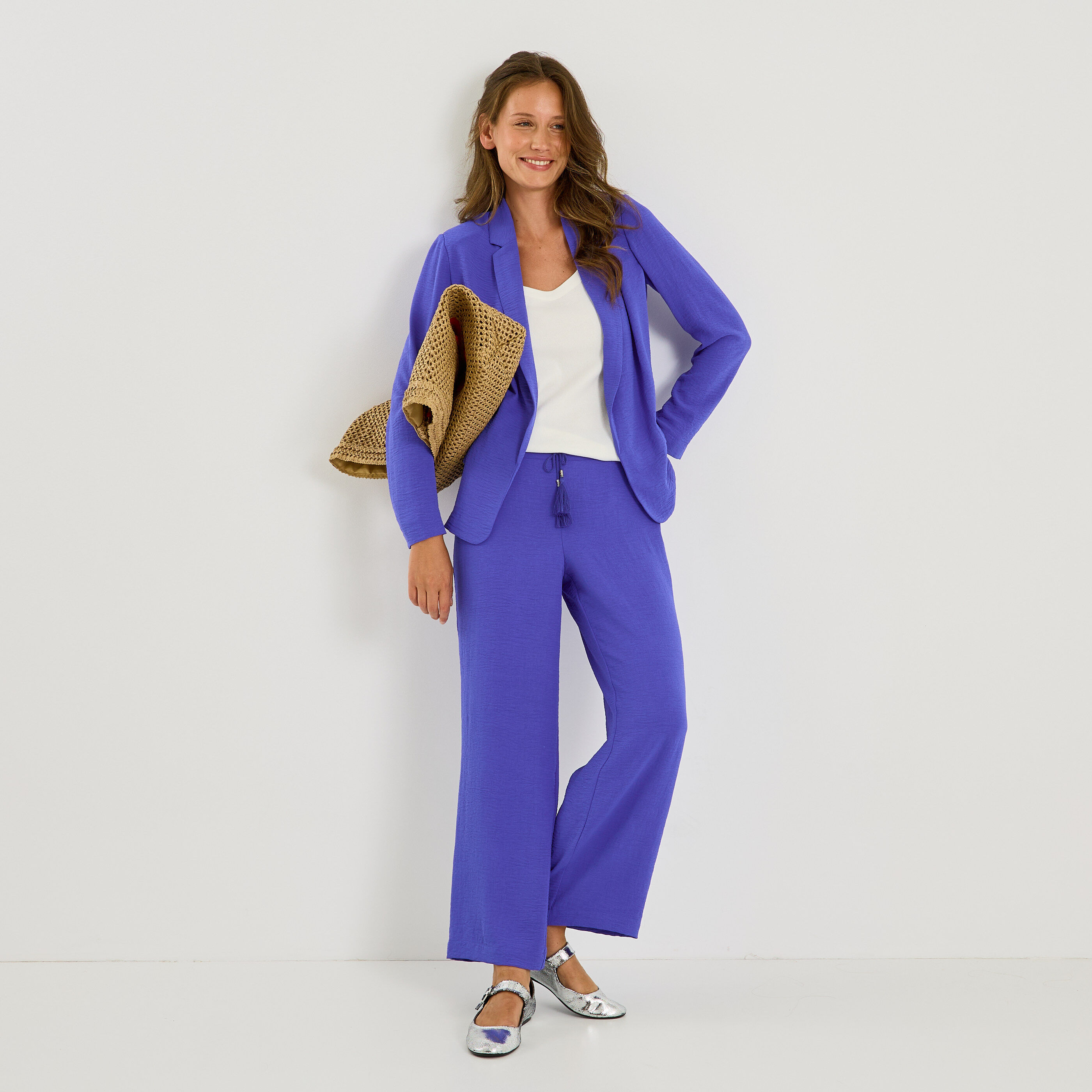 Pantalon fluide taille &eacute;lastiqu&eacute;e femme
