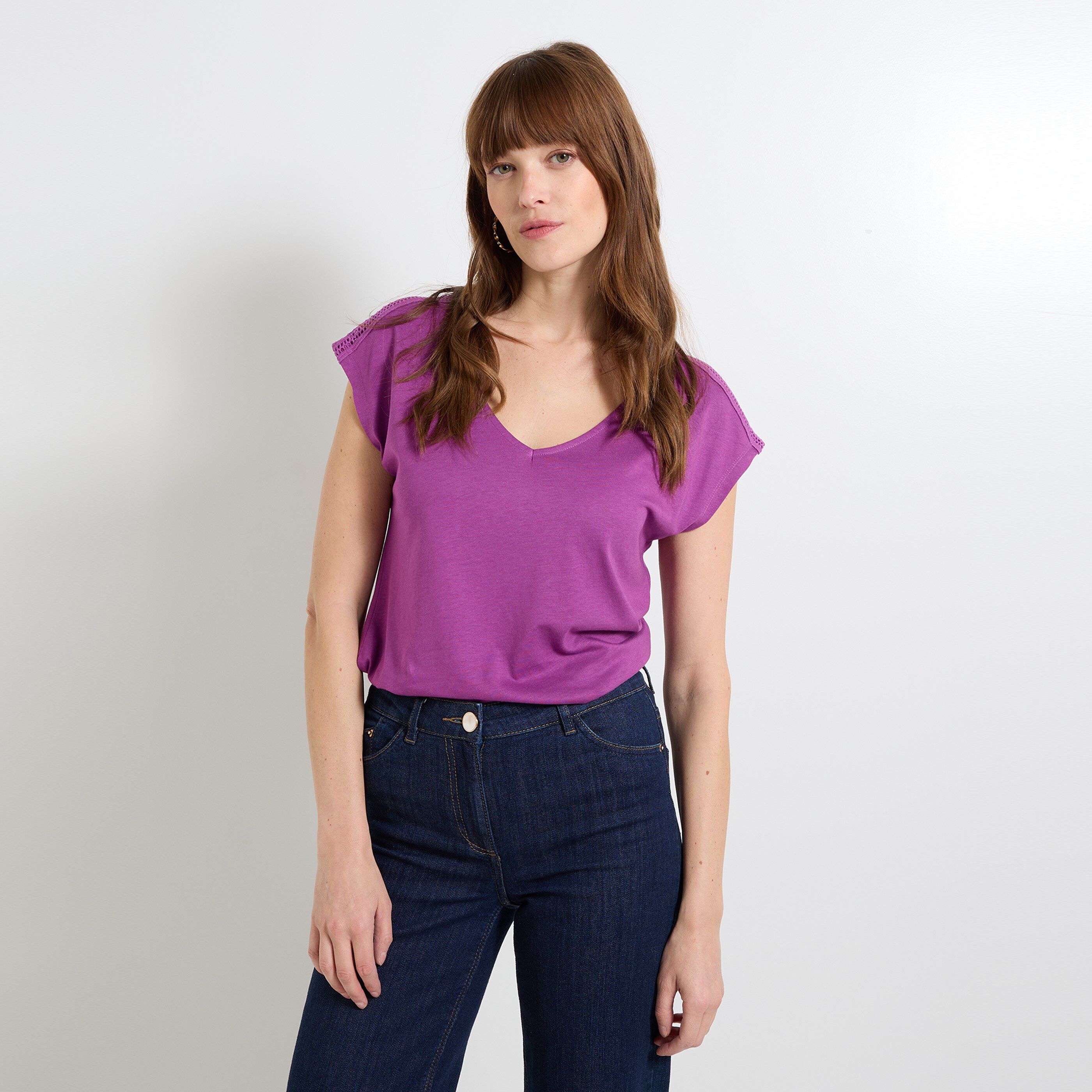 T-shirt col V femme
