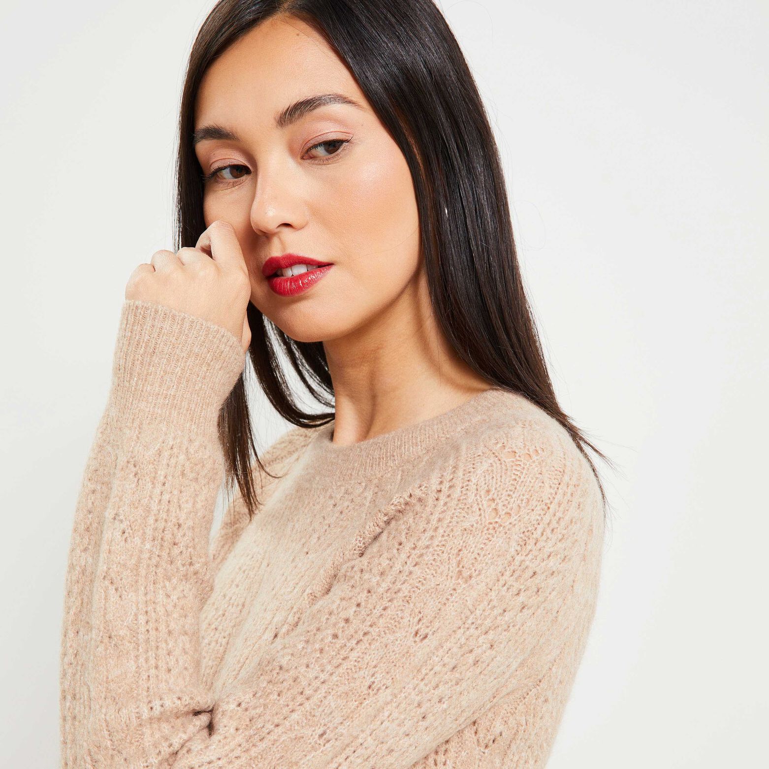 Pull tricot fantaisie femme
