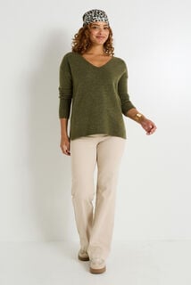 Pull col V femme