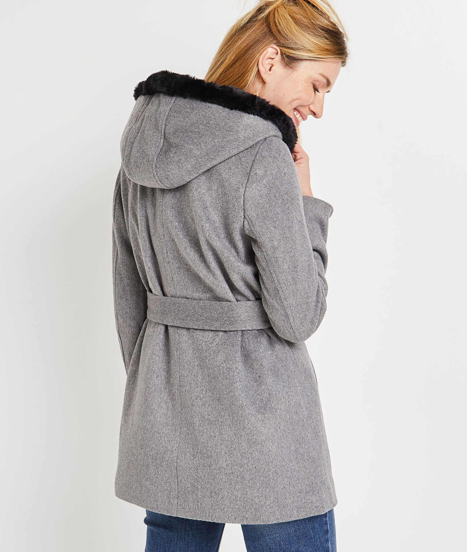 Manteau peignoir à capuche femme