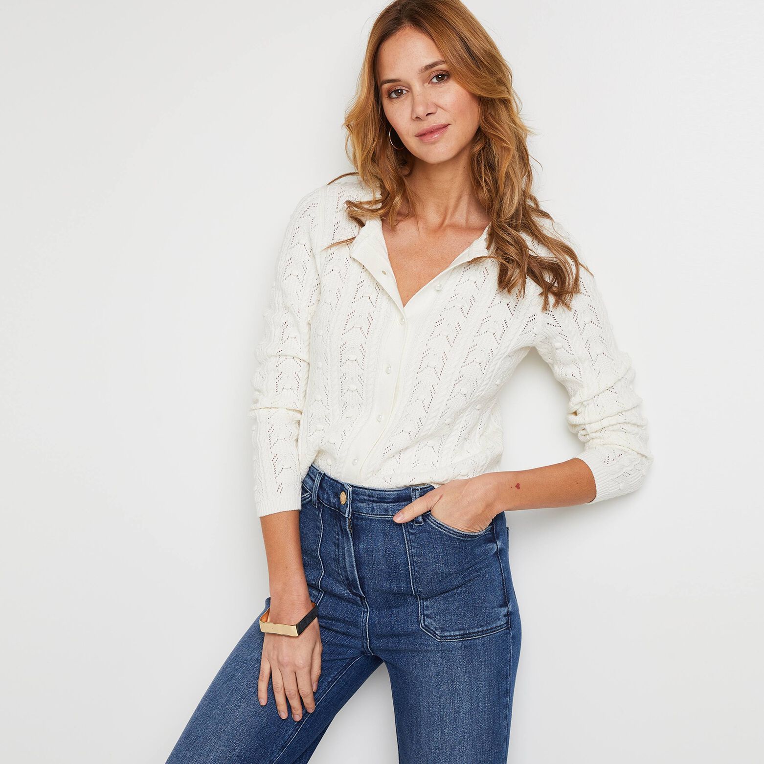 Gilet col rond femme