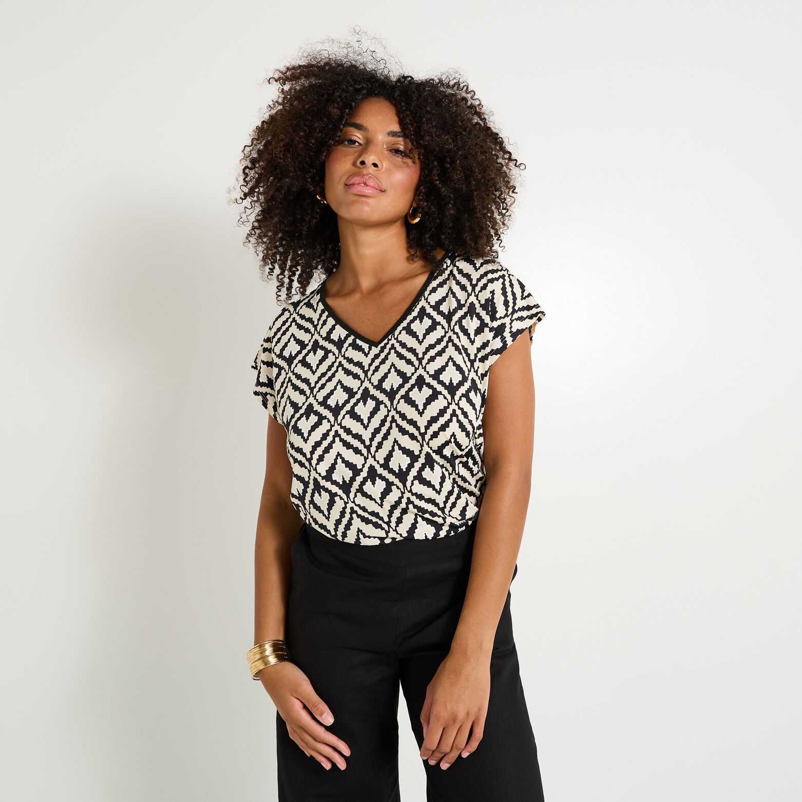 T-shirt col V femme