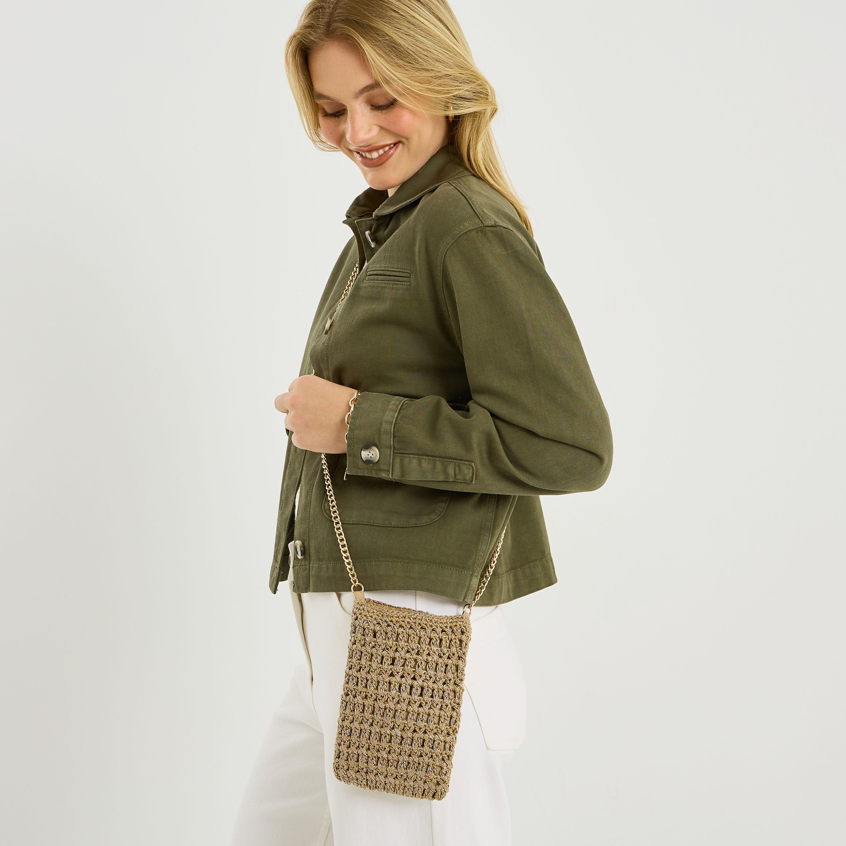 Pochette t&eacute;l&eacute;phone crochet femme