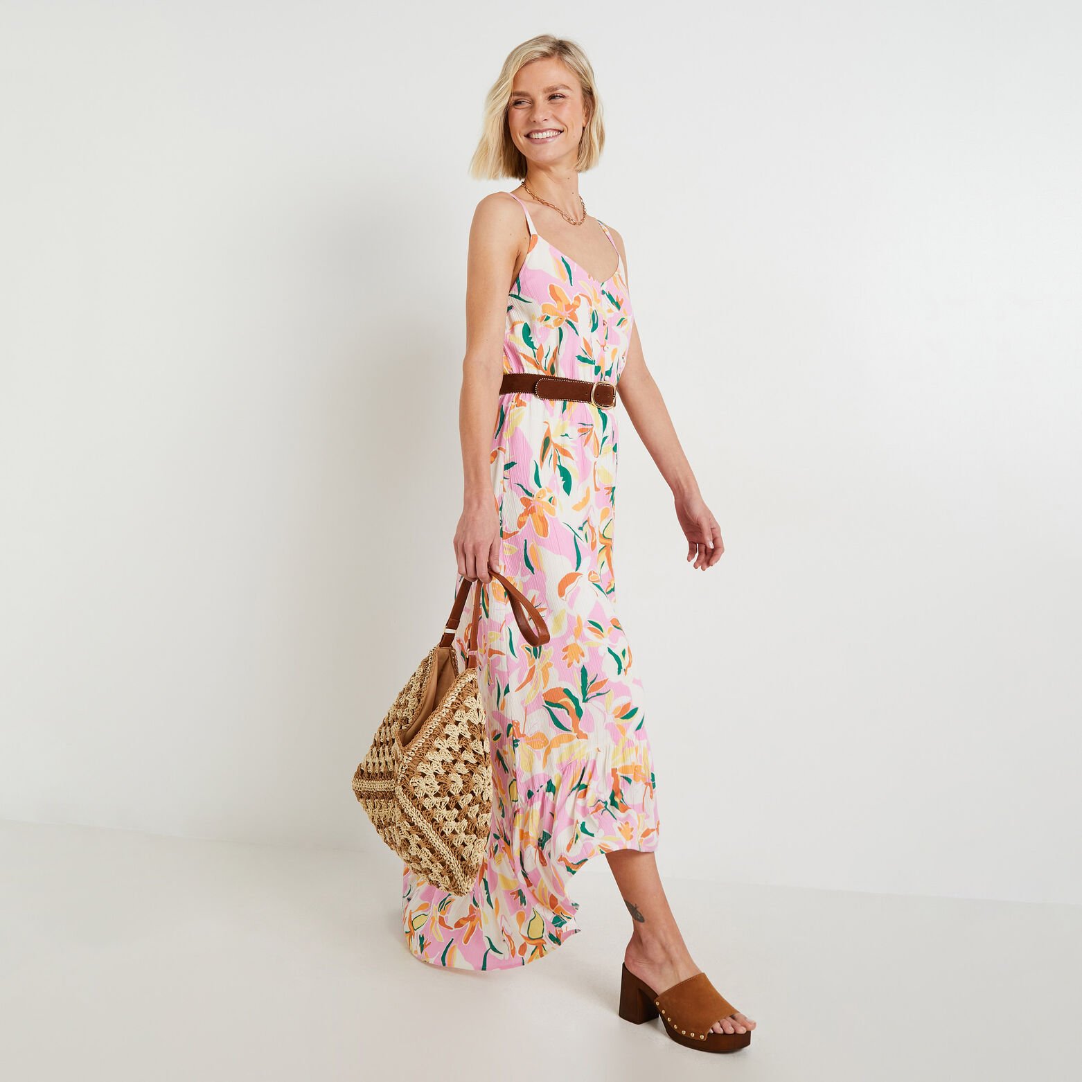 Robe longue imprimée femme