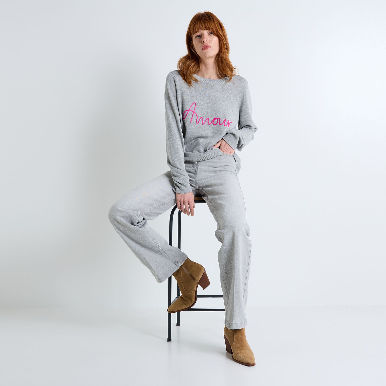 Pull col rond femme