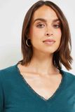 Pull col V femme