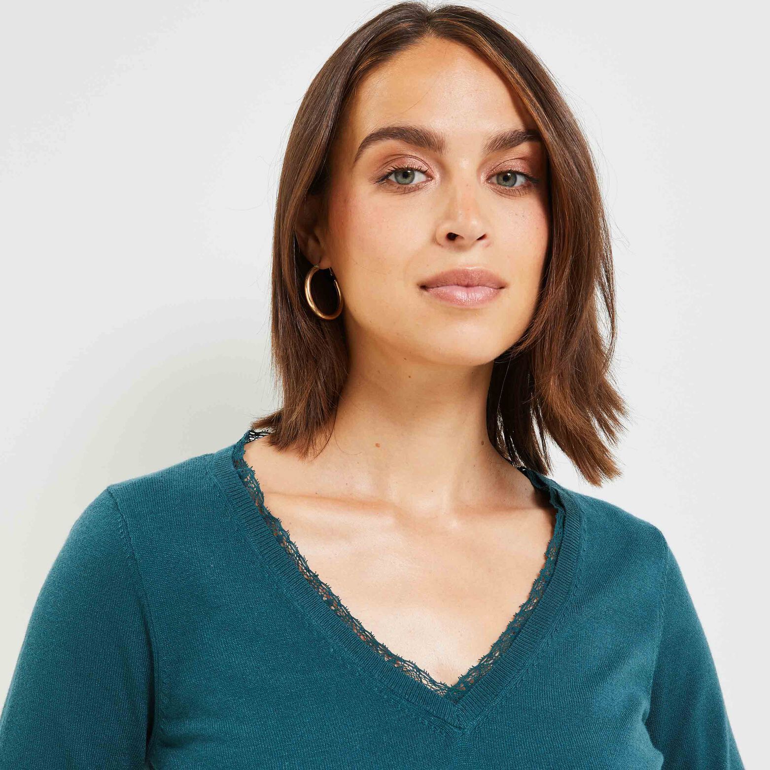 Pull col V femme