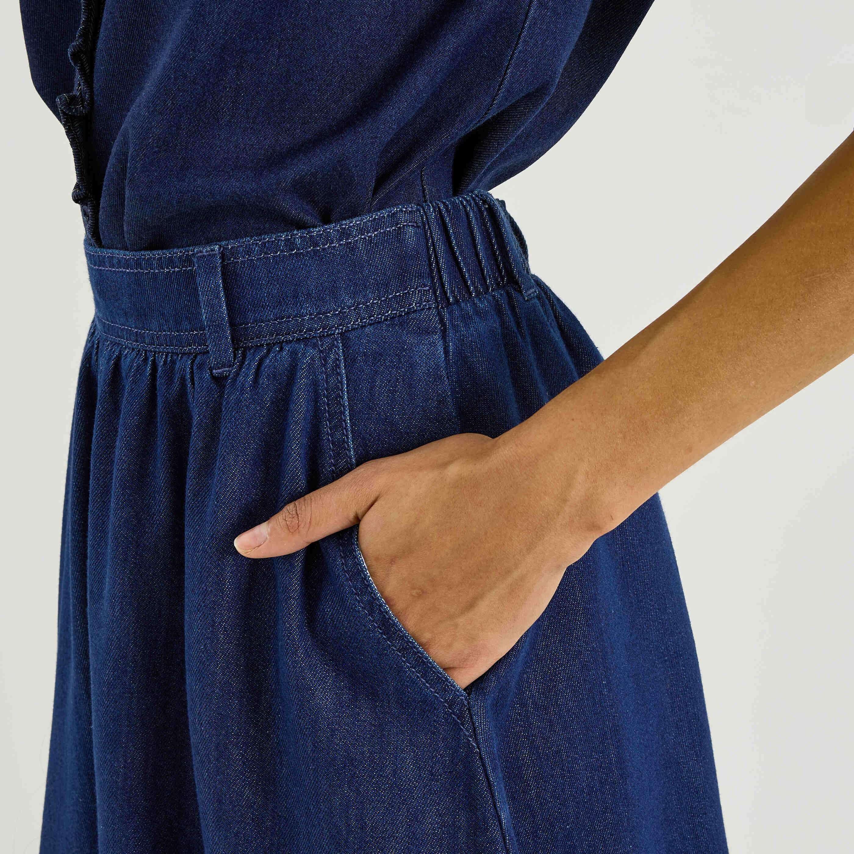 Jupe longue &eacute;vas&eacute;e en denim