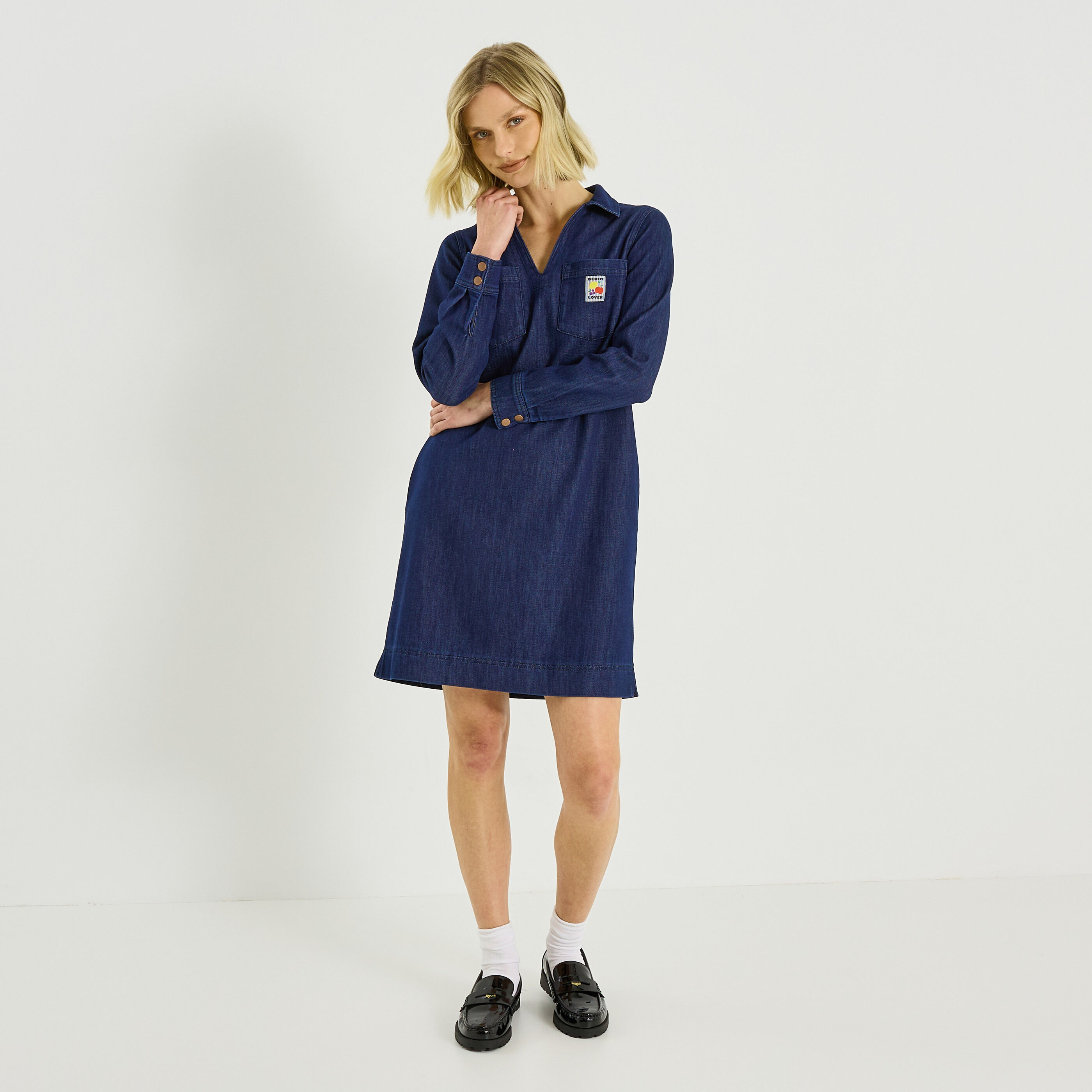 Robe courte en denim femme