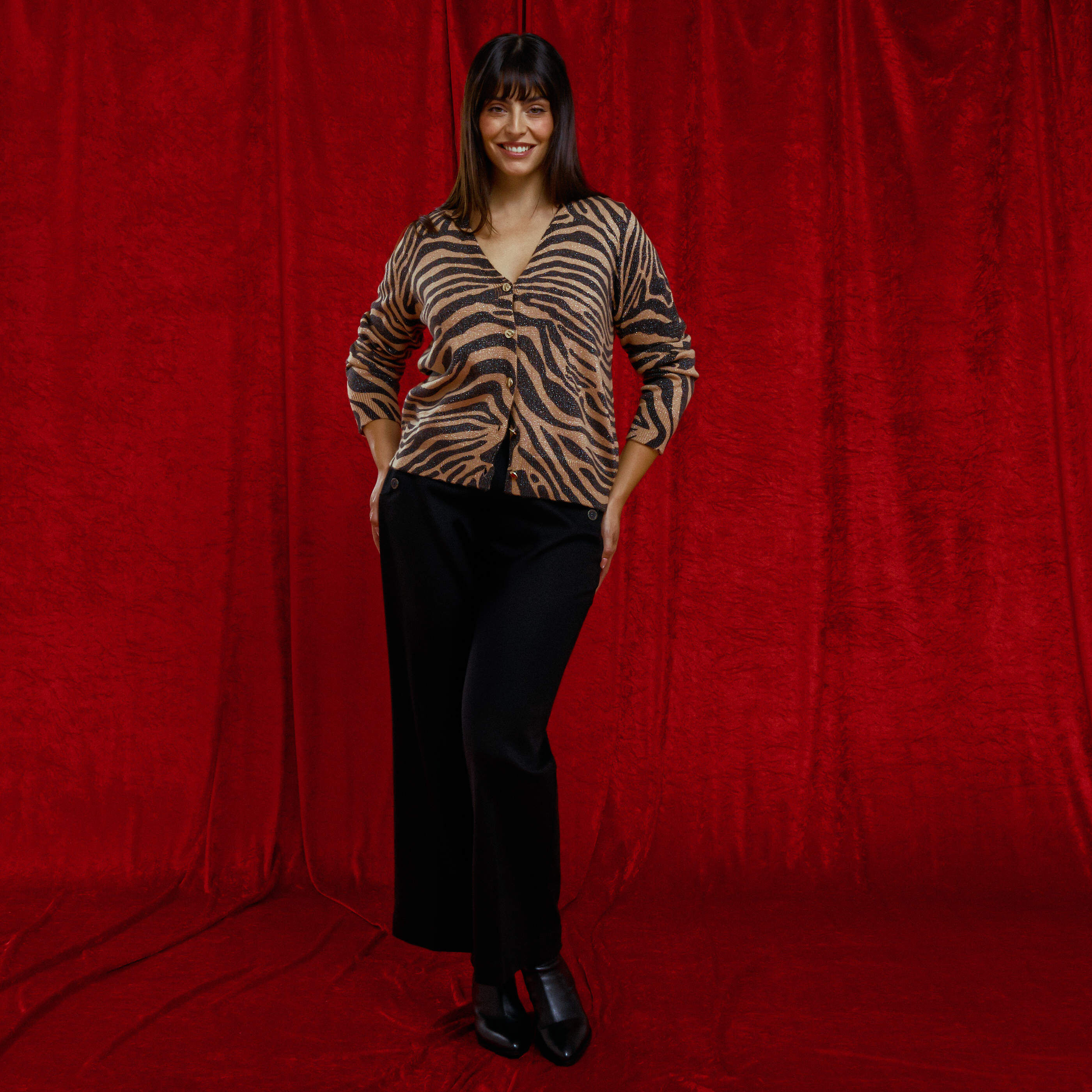 Gilet 2 en 1 imprim&eacute; z&eacute;br&eacute; femme