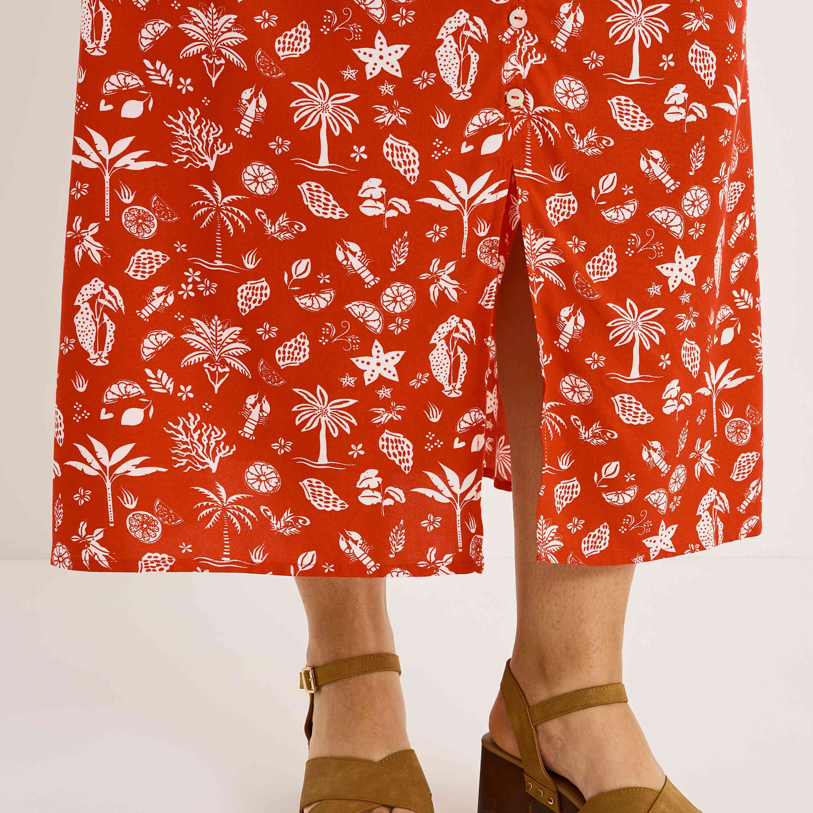 Jupe mi-longue imprim&eacute;e