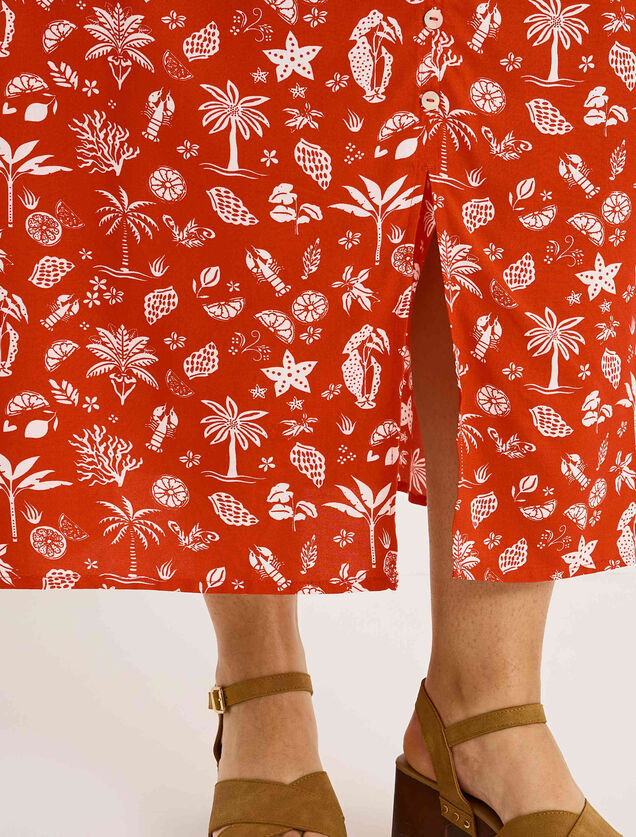 Jupe mi-longue imprim&eacute;e