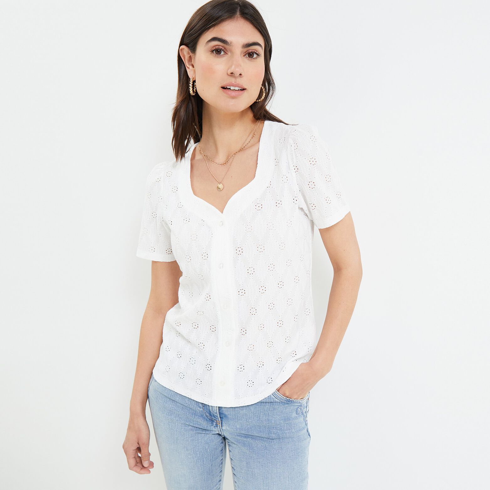 Tshirt maille ajourée femme