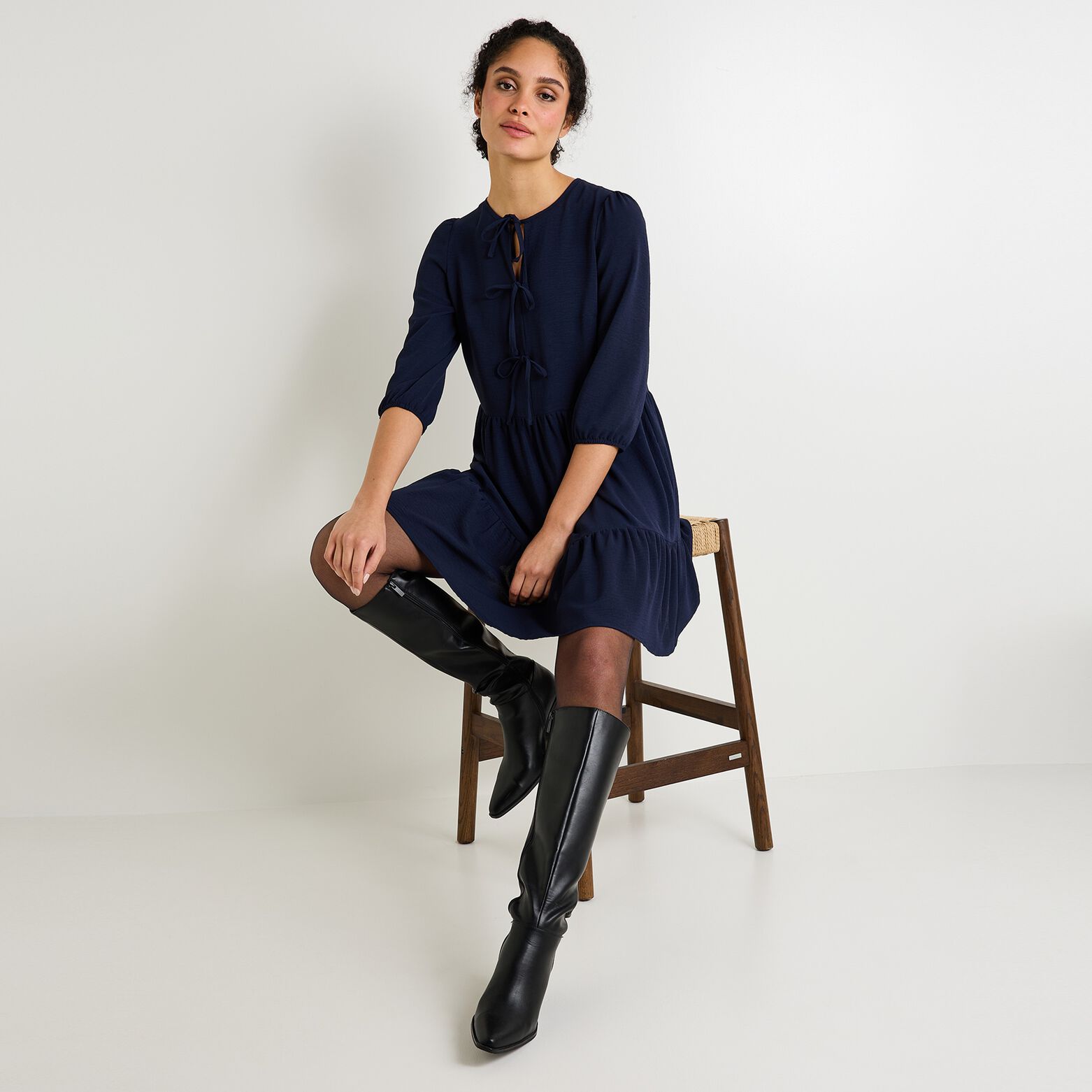 Robe col rond femme