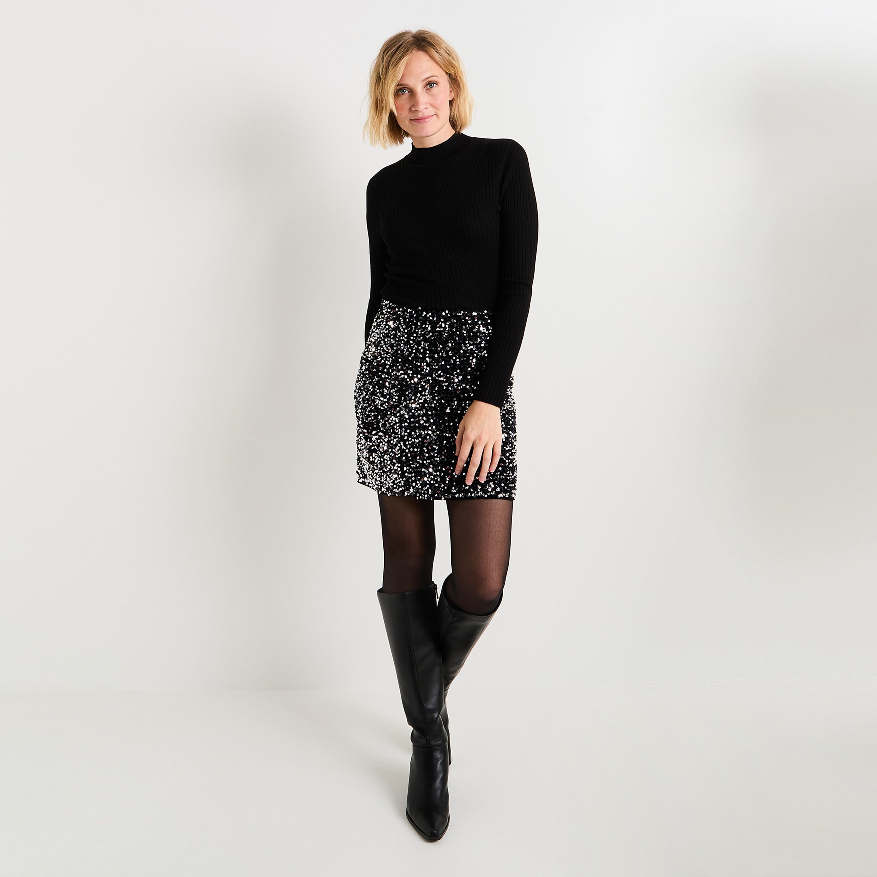 Pull col montant femme