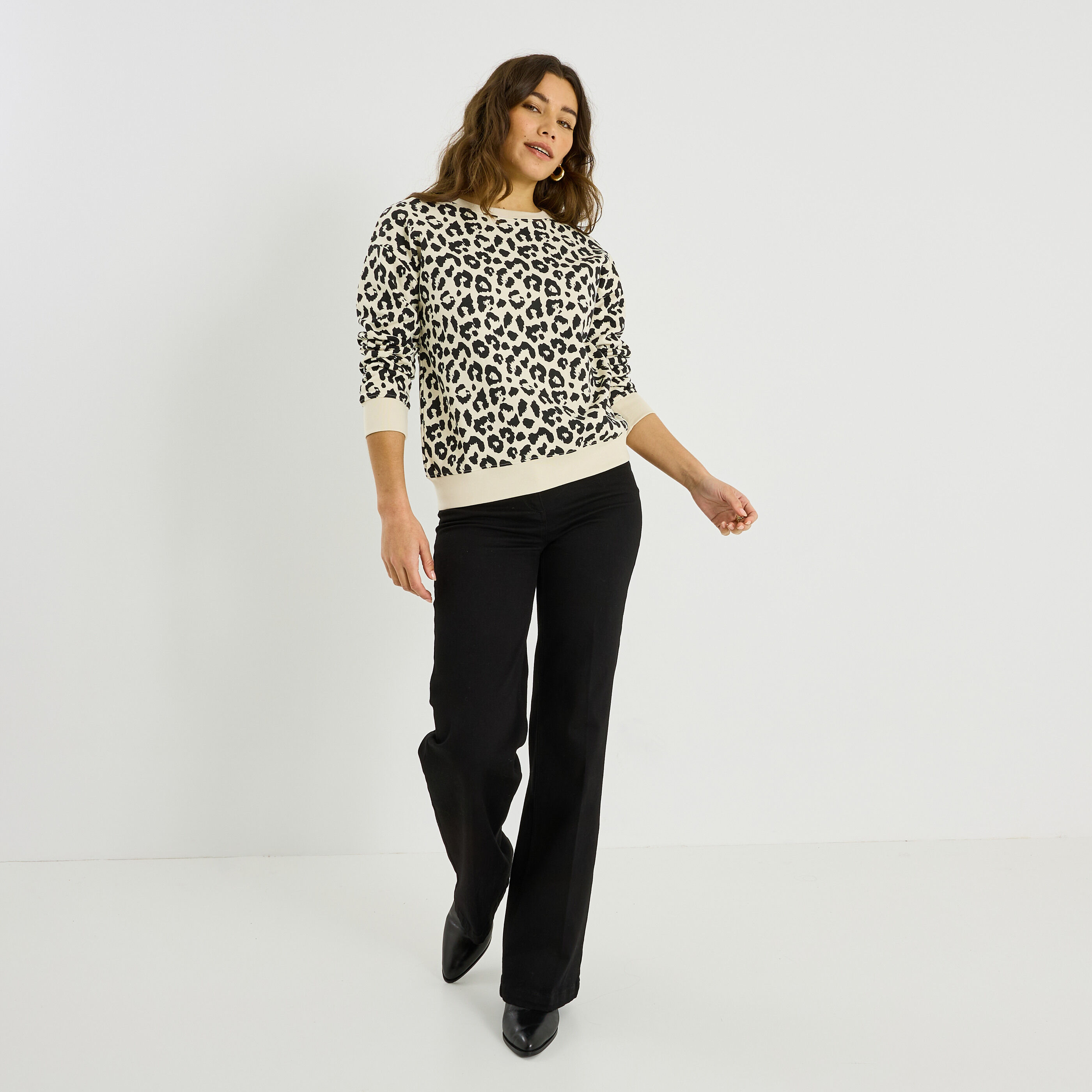 Sweat imprim&eacute; l&eacute;opard femme
