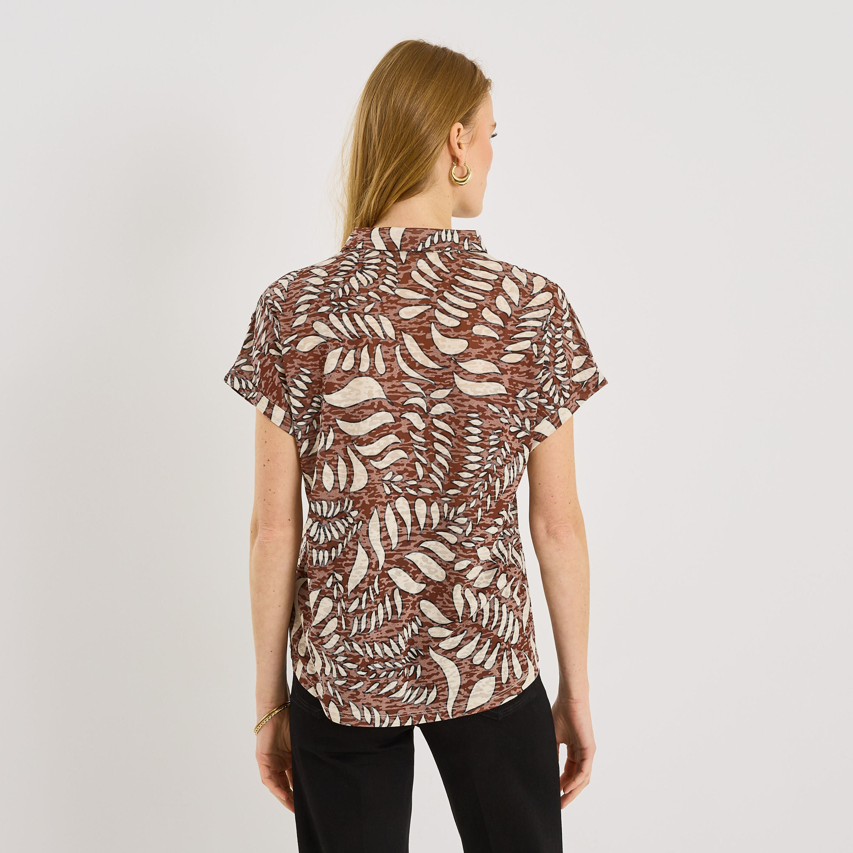 Chemise imprim&eacute; feuillage femme