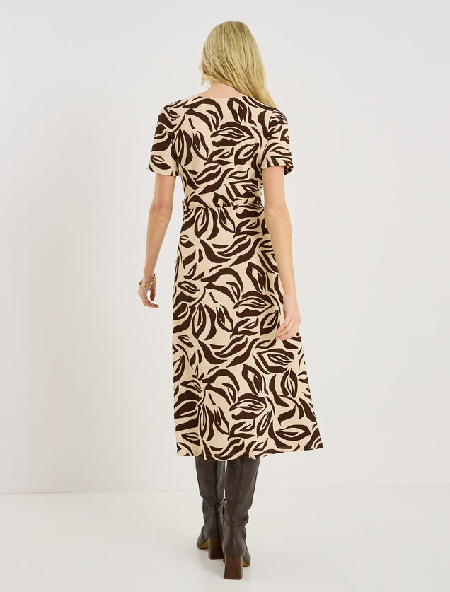 Robe longue en maille imprim&eacute;e