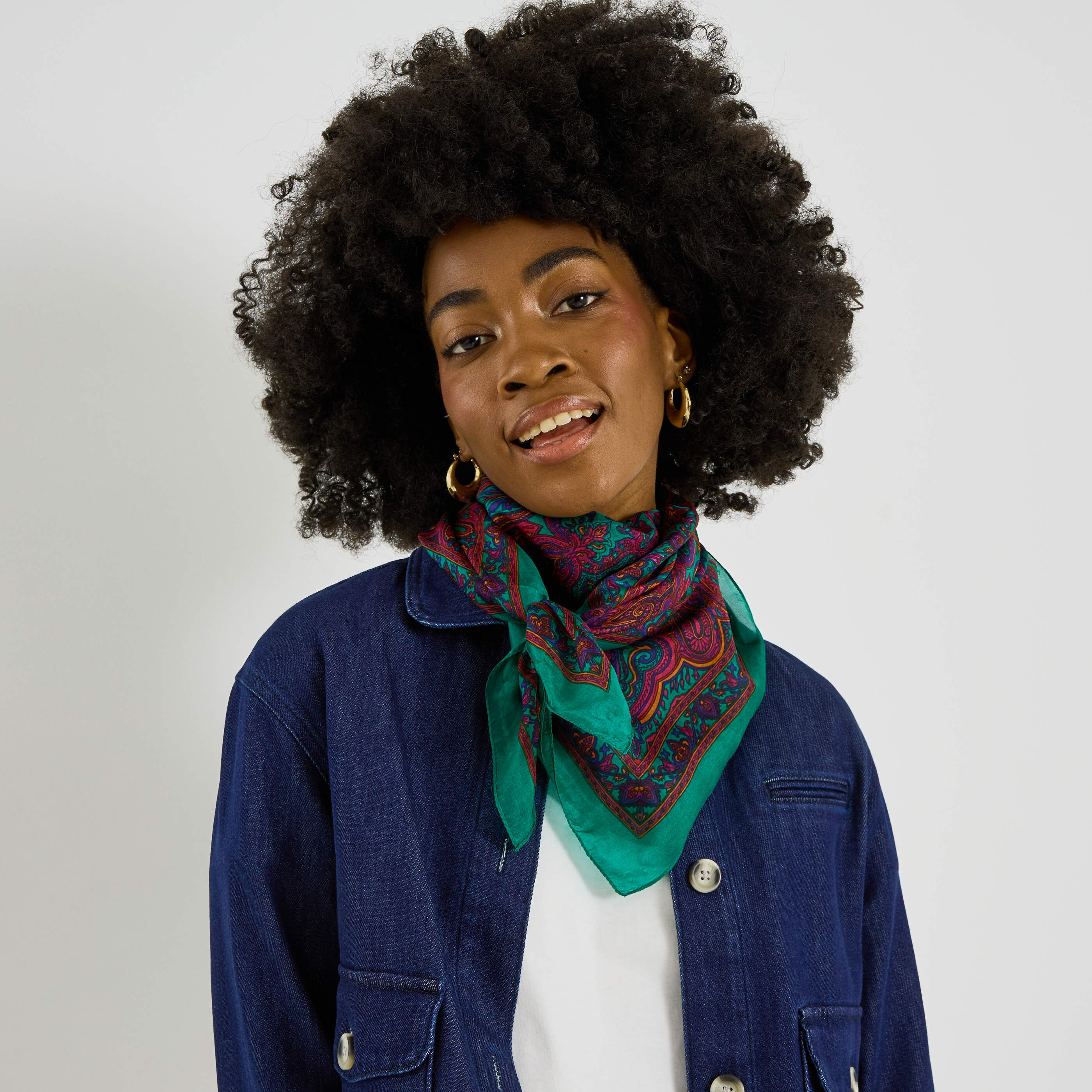 Foulard carr&eacute; imprim&eacute; paisley femme