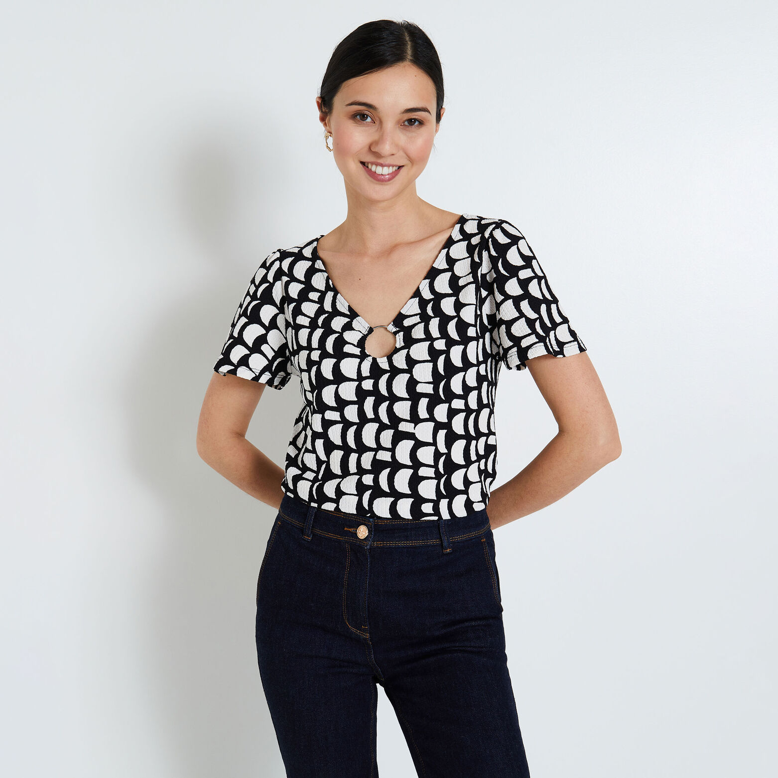 Tshirt imprimé géométrique femme