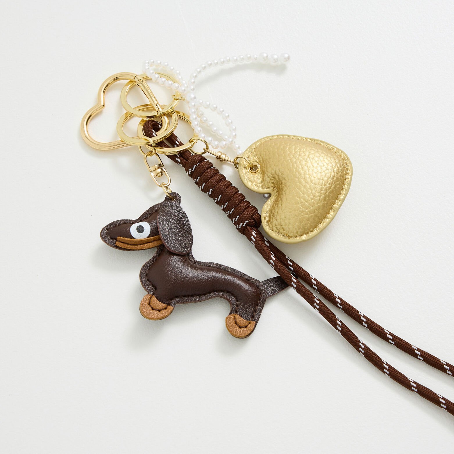 Porte-clés chien et cœur femme