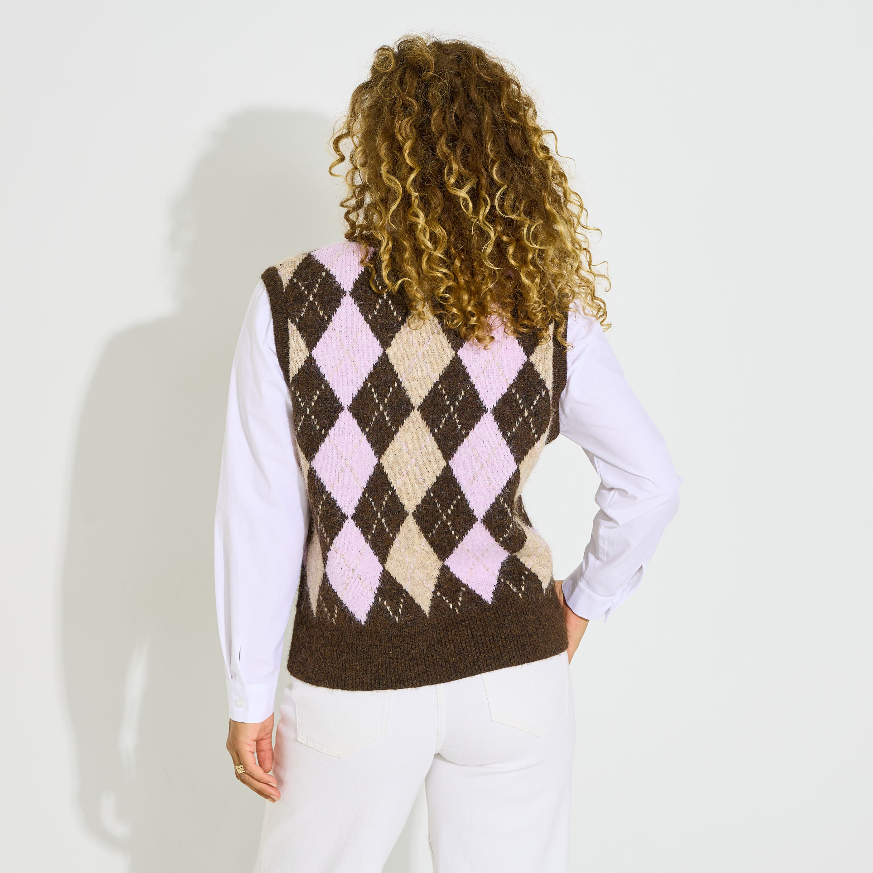 Pull 2 en 1 motif losanges femme