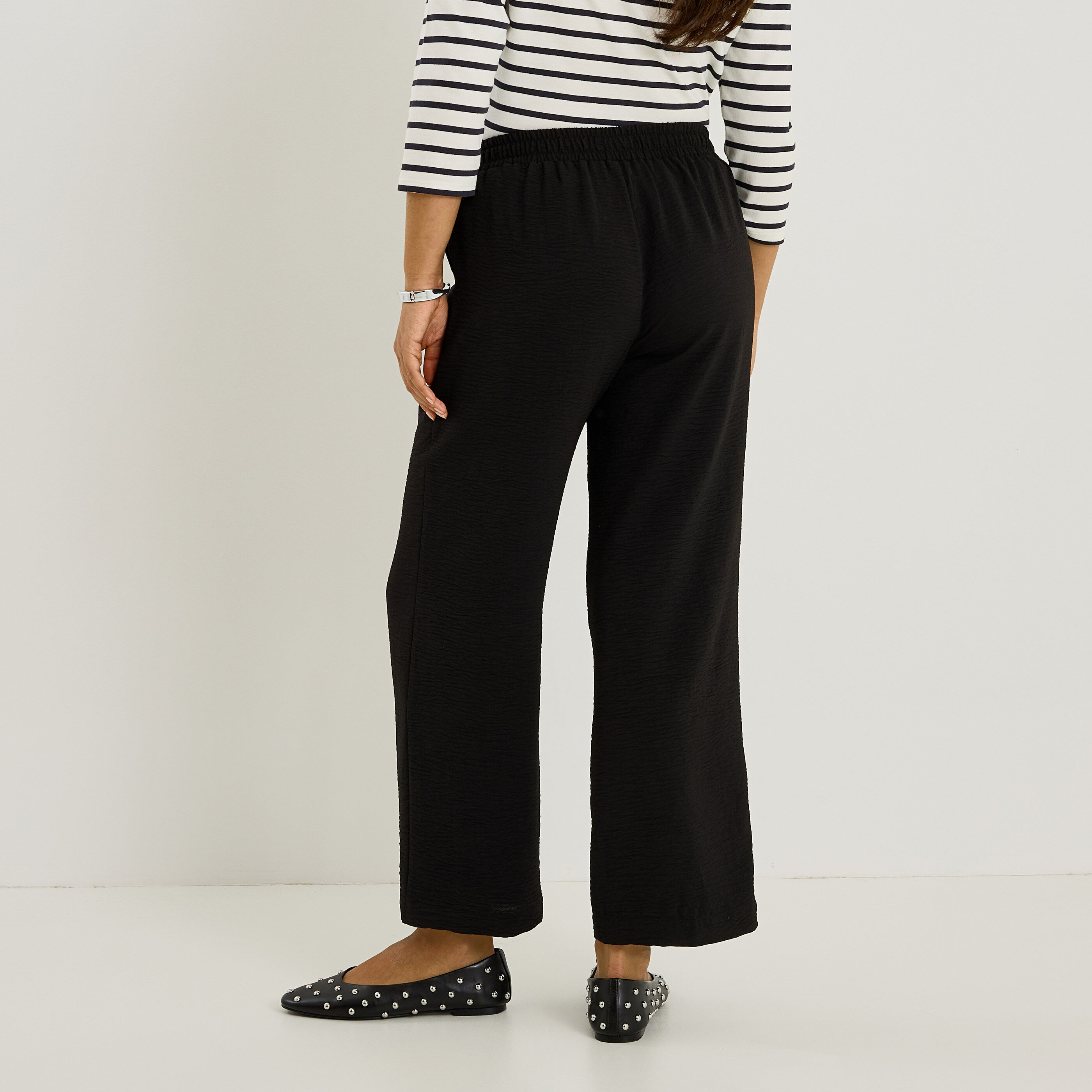 Pantalon fluide taille &eacute;lastiqu&eacute;e femme