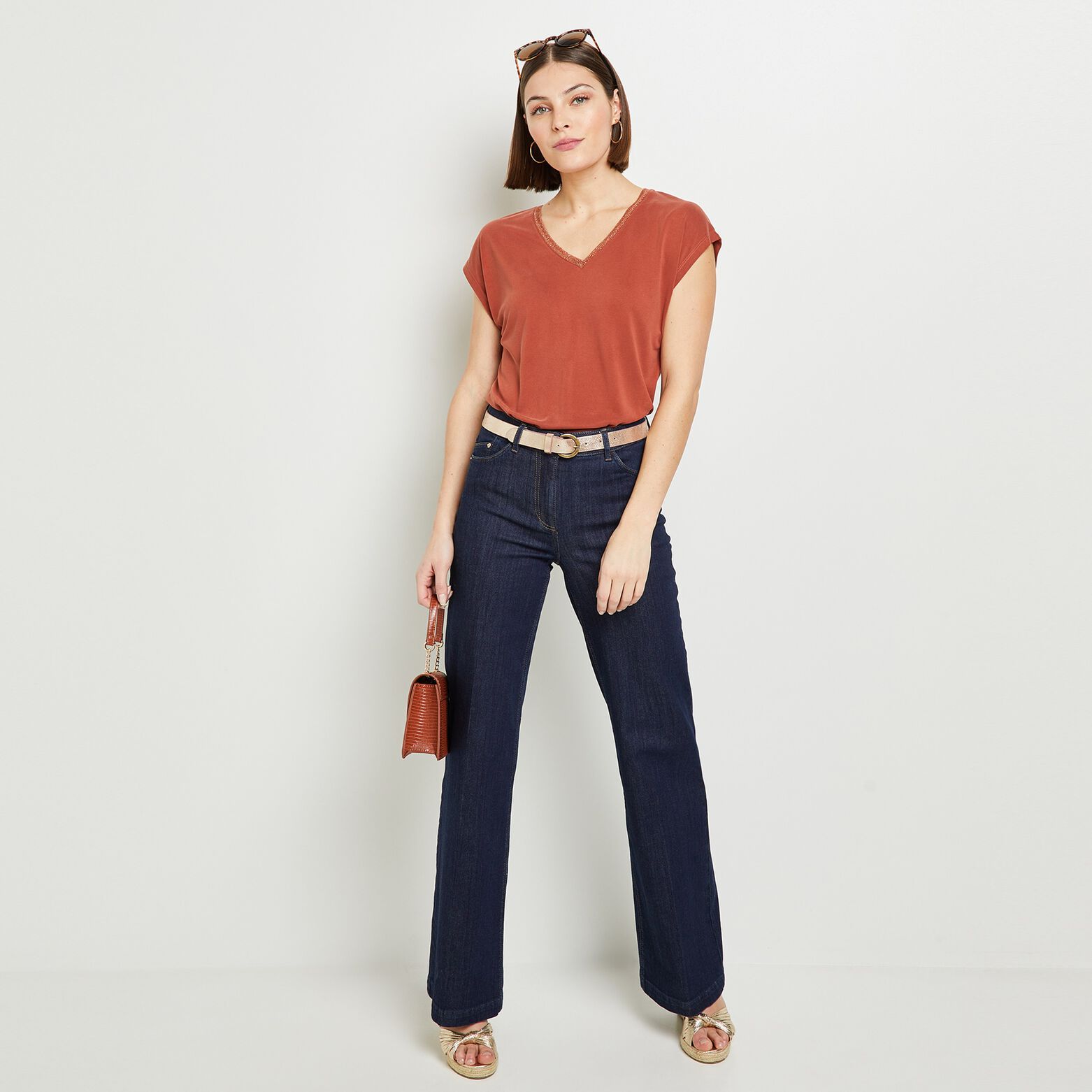 T-shirt col V femme
