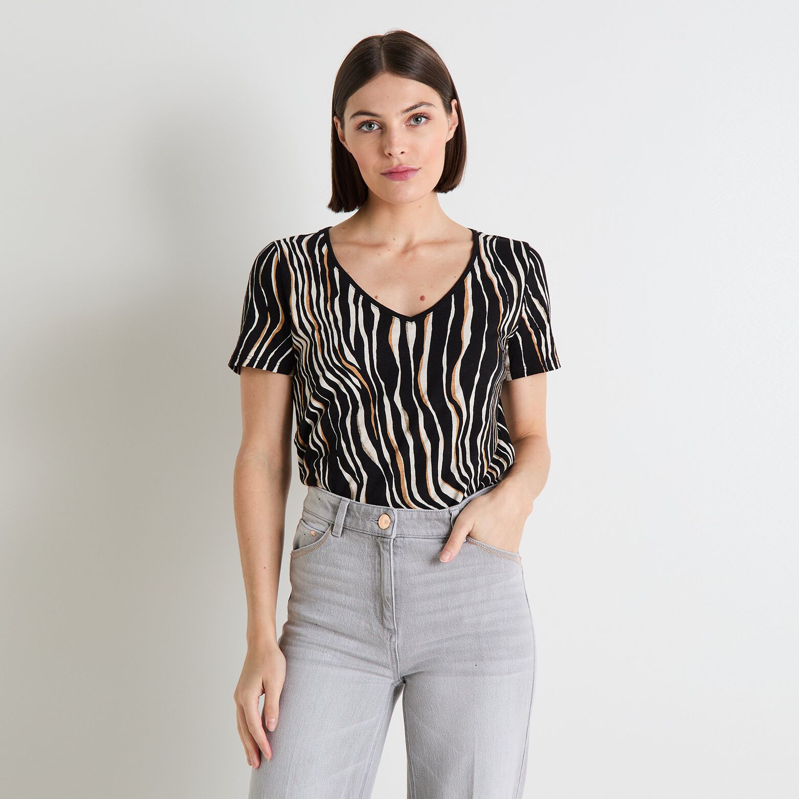 T-shirt col V femme