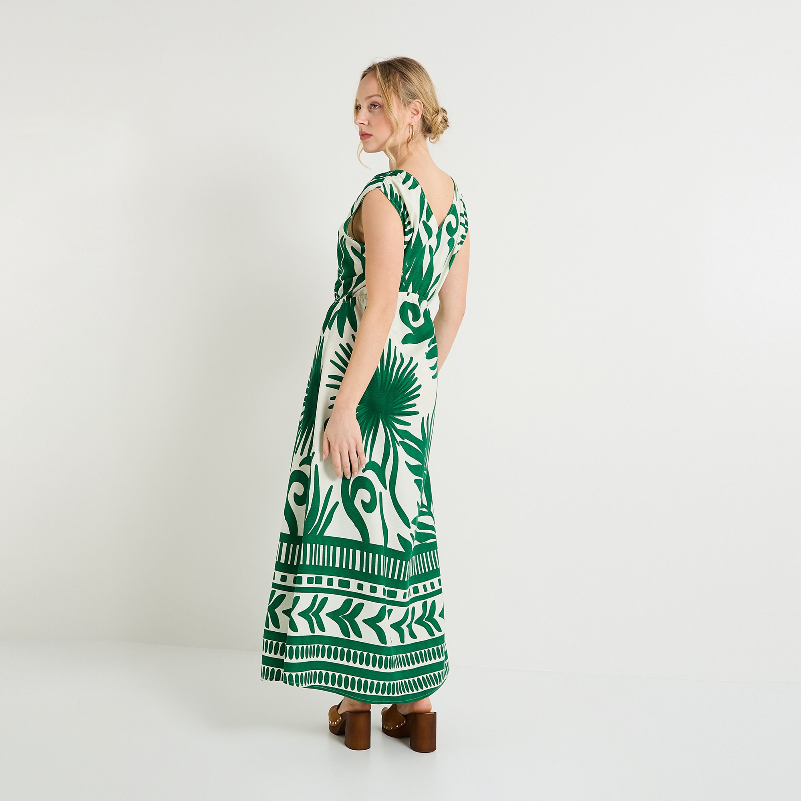 Robe longue imprim&eacute; femme