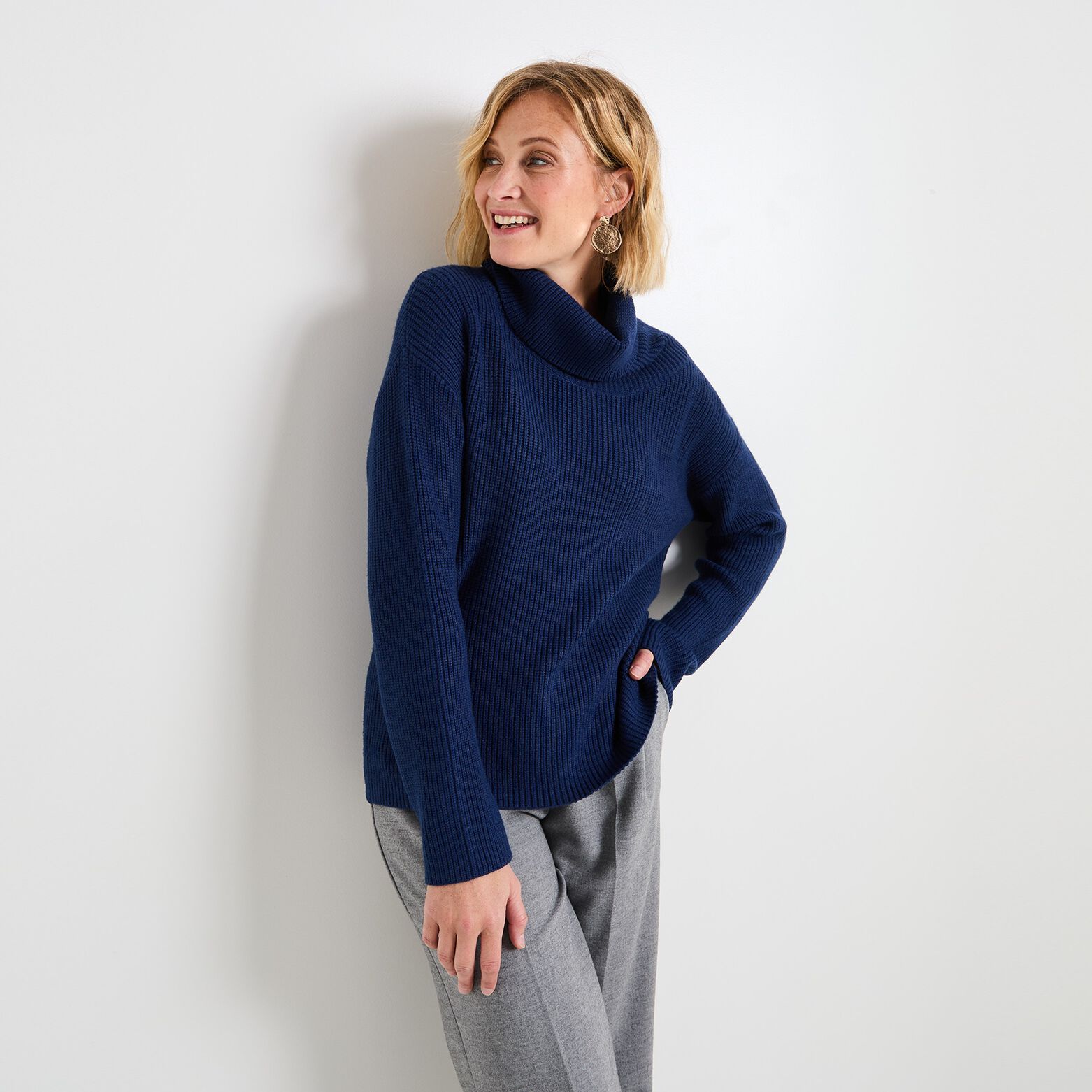 Pull col roulé femme