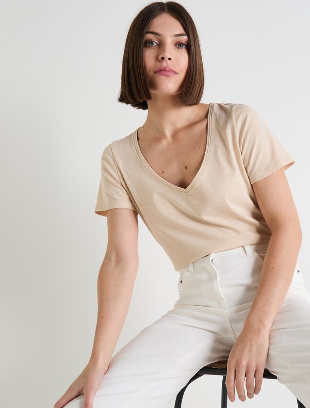 T-shirt col V femme
