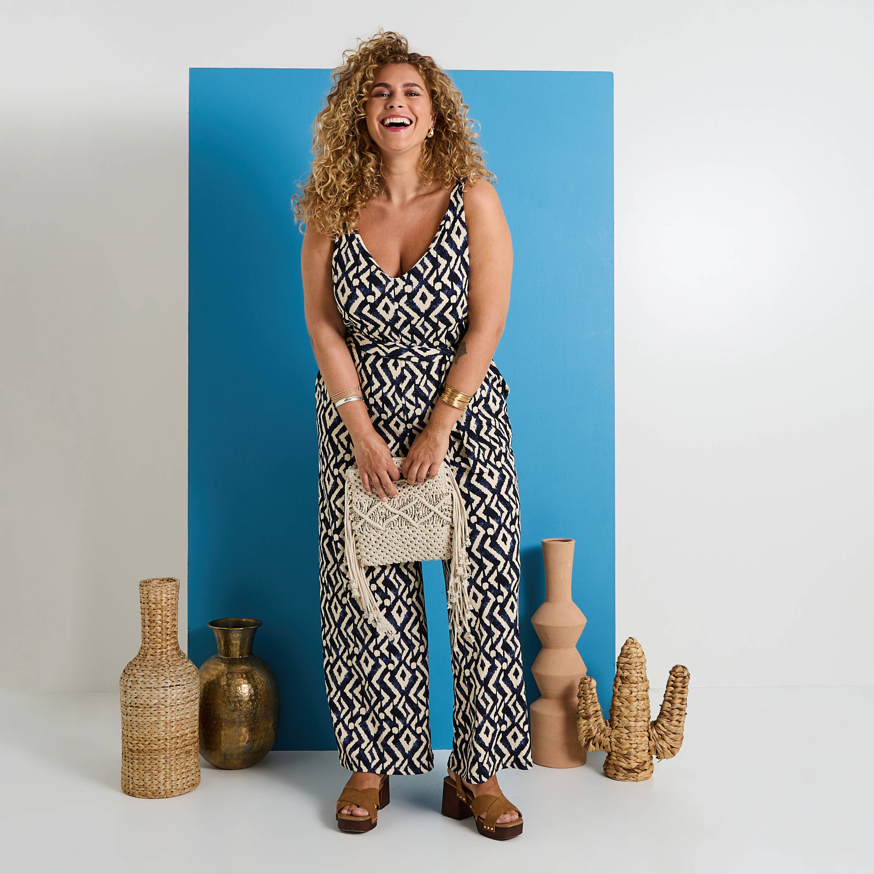 Combinaison en maille imprim&eacute;e femme