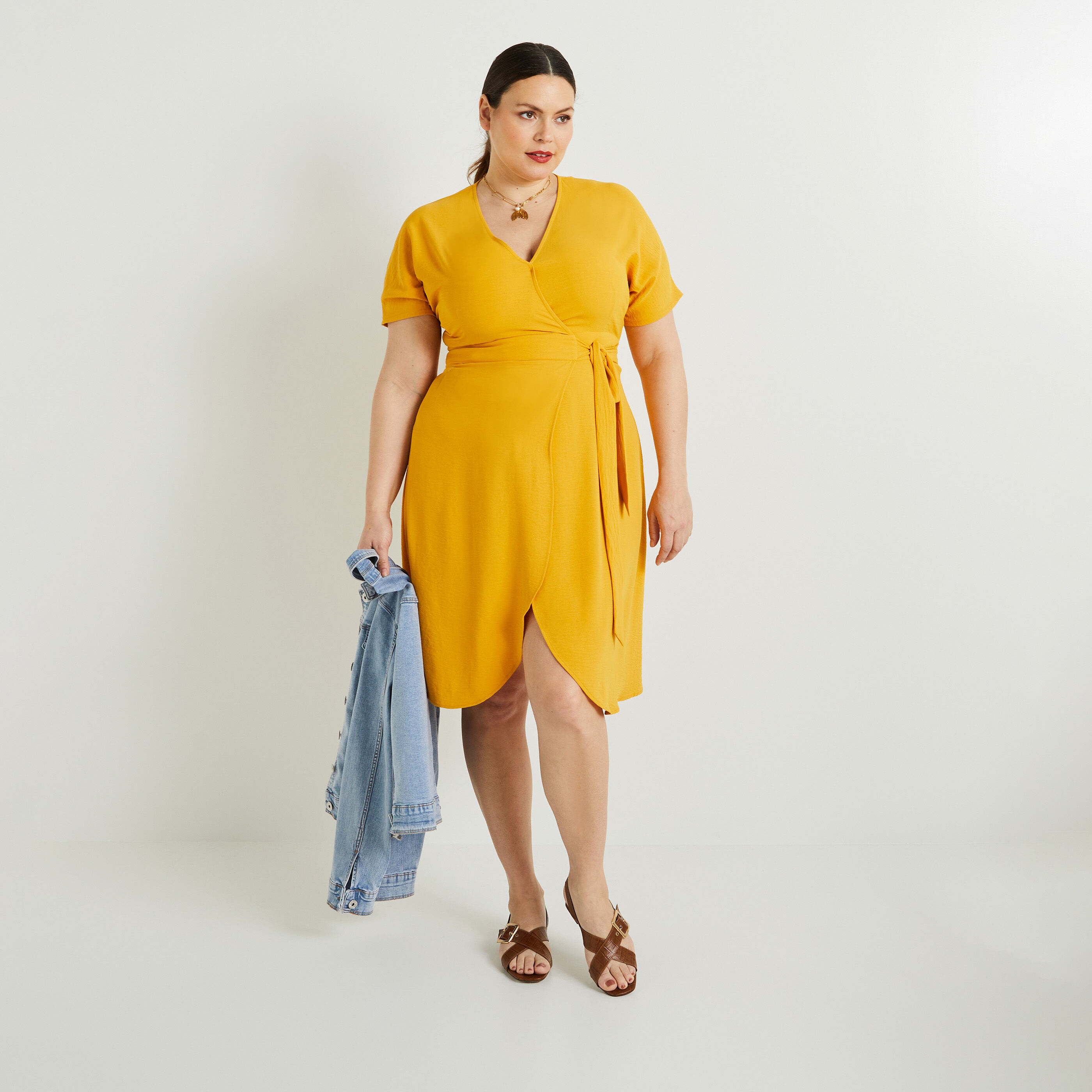 Robe portefeuille mi longue femme