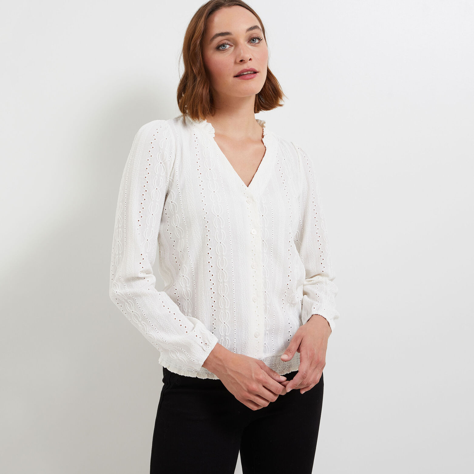 T-shirt col victorien femme