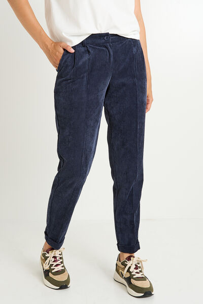 Pantalon tall en velours à revers femme