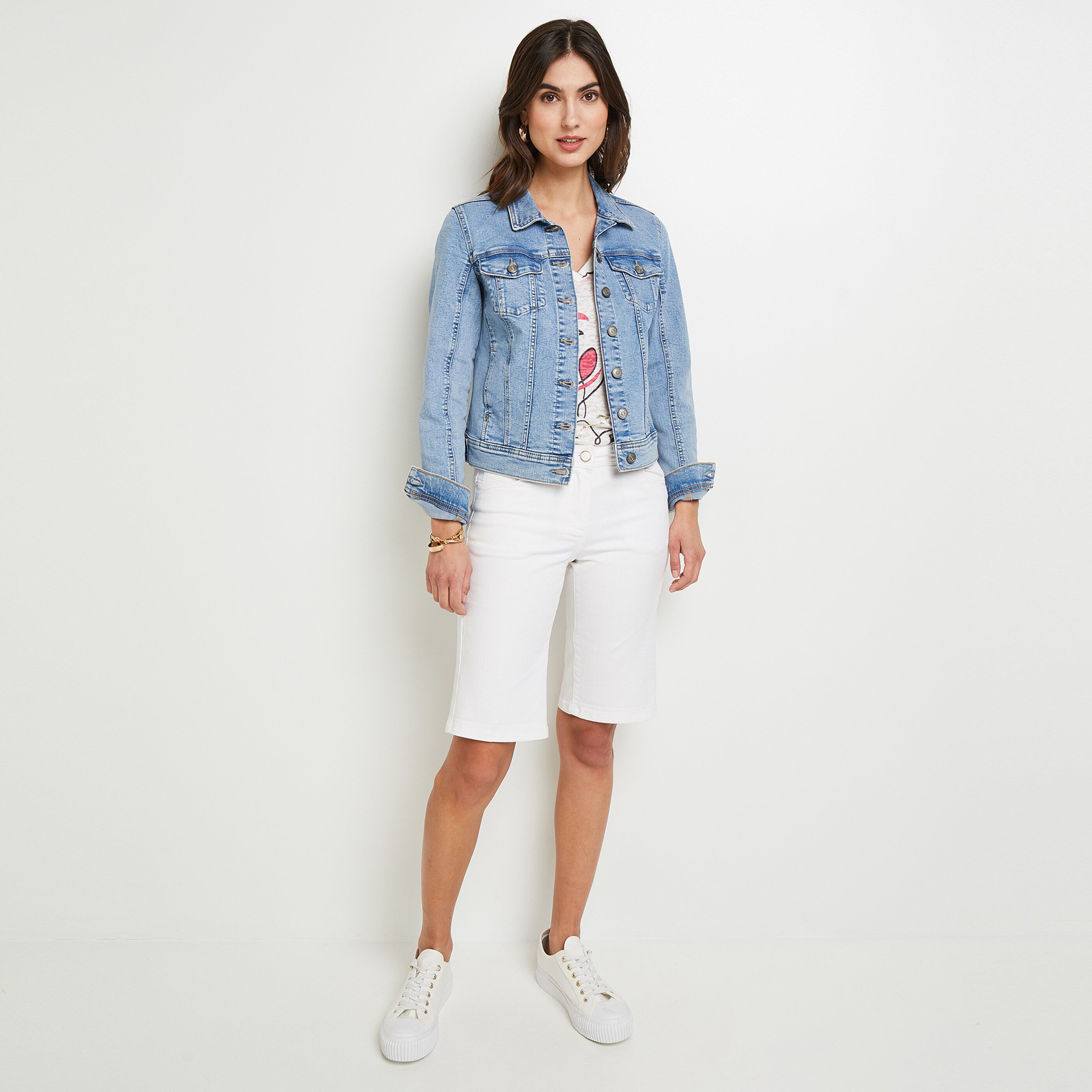 Bermuda en jean femme BLANC Graindemalice