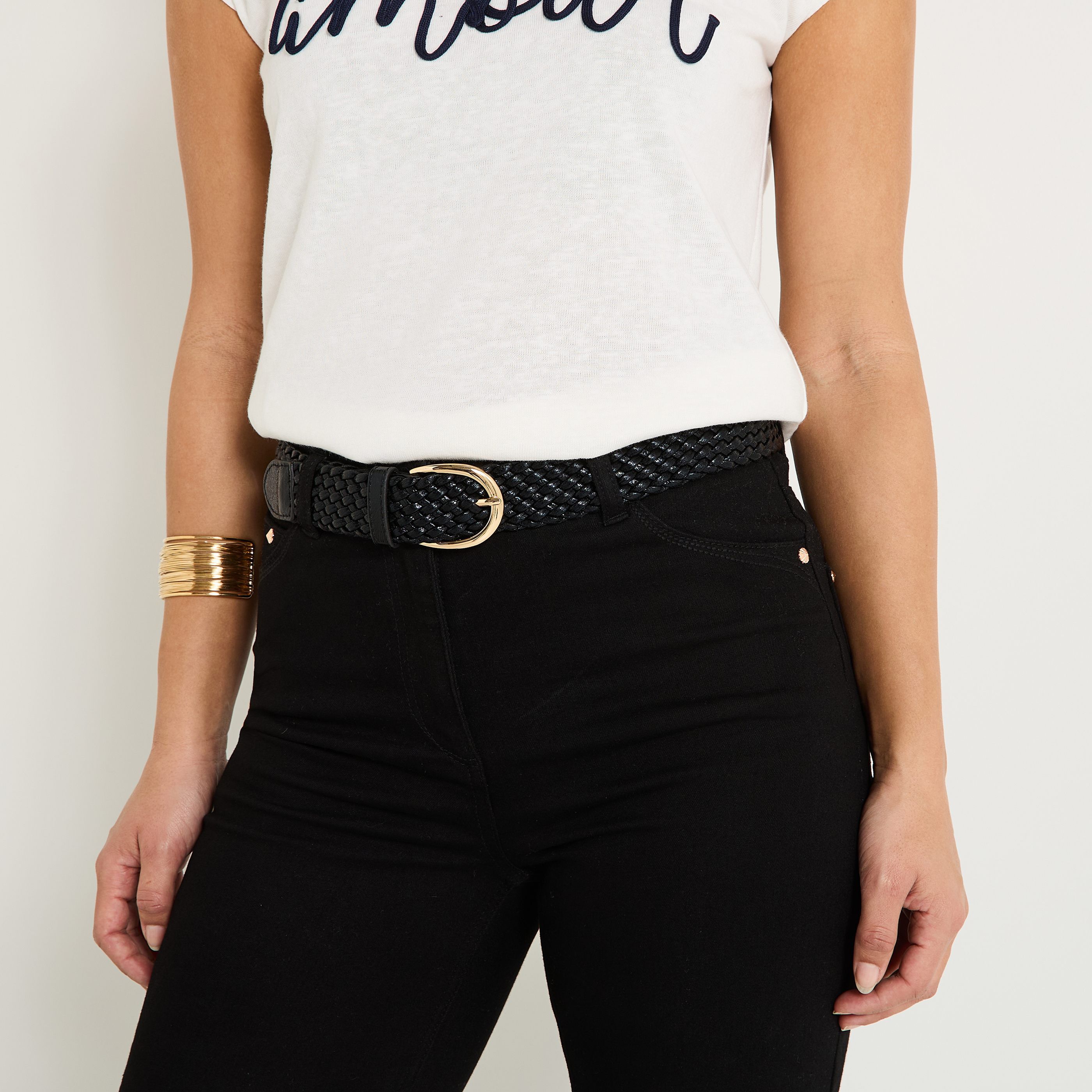 Ceinture large tress&eacute;e femme